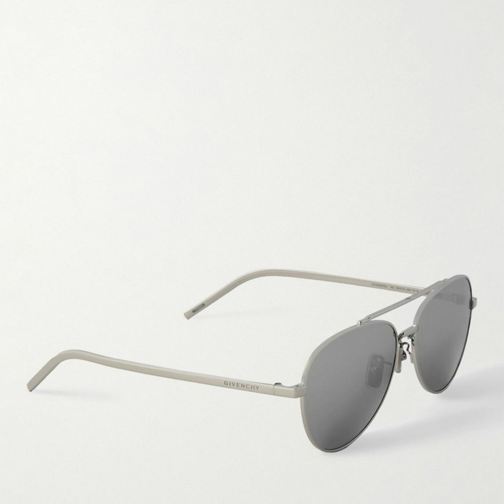 Authentic Givenchy Silver Aviator Sunglasses with… - image 2